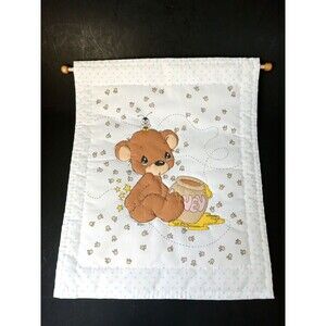 VTG Precious Moments Honey Handmade Nursery Quilted Decorative Wall Hanging